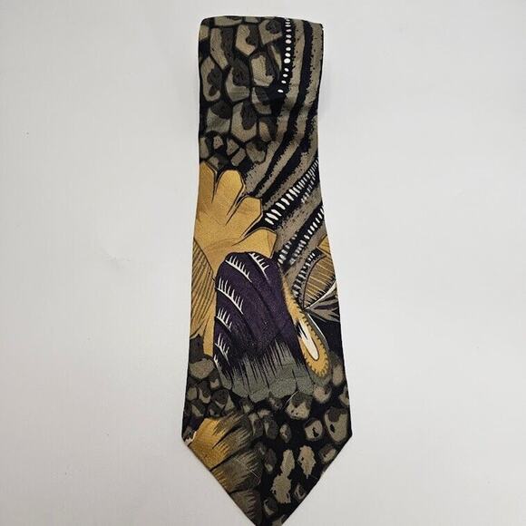 Neck Tie 100% Silk Screenplay By Martin Wong 4"x58" Multicolored Abstract Floral - Picture 1 of 6